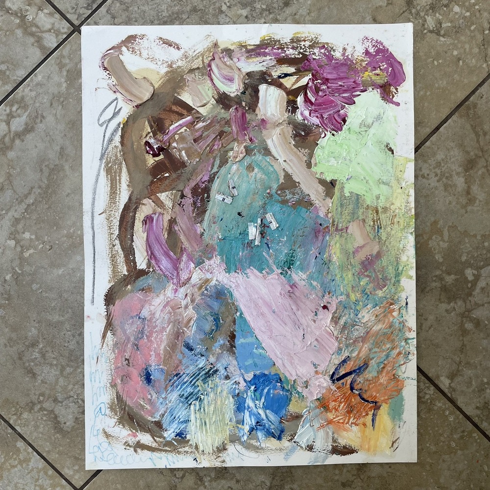 O Pink Abstract Expressionism Wall Art 18x24 Large Painting Oman Hosea Art